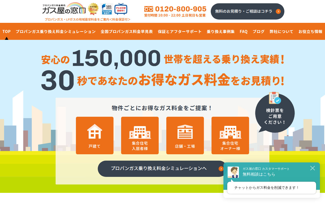 ガス屋の窓口